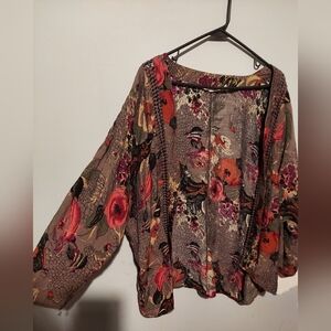 Soft Surroundings Boho Floral Kimono XL Whimsigoth Topper Festival Coverup